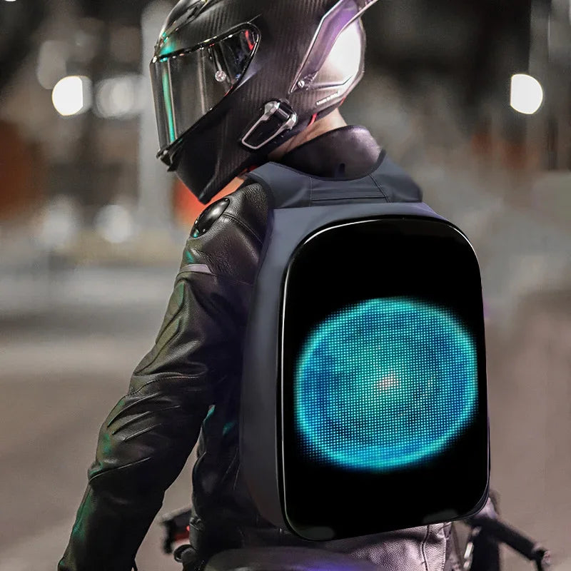 New Large Motorcycle Riding Hard Shell LED Backpack Luminous Display