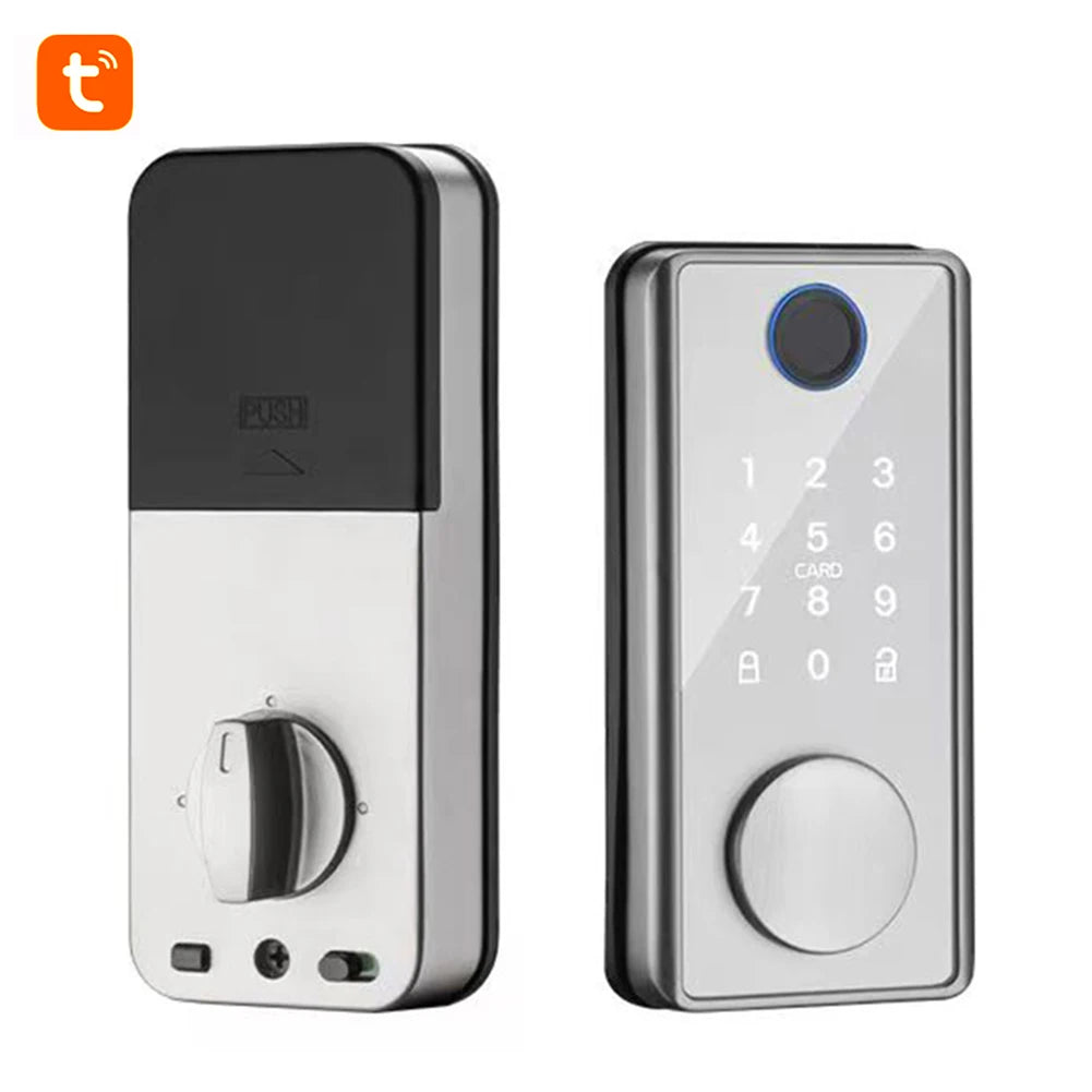 Tuya Biometric Fingerprint Door Lock Smart Door Knob Electronic Lock with Keys App Remote Unlock Keyless Entry Door Knobs Lock