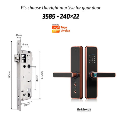 Red Bronze Fingerprint Door Lock