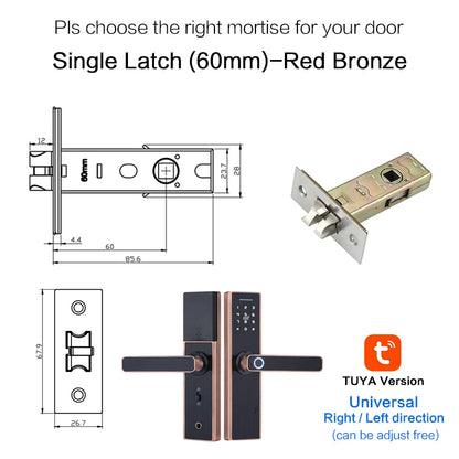 Red Bronze Fingerprint Door Lock