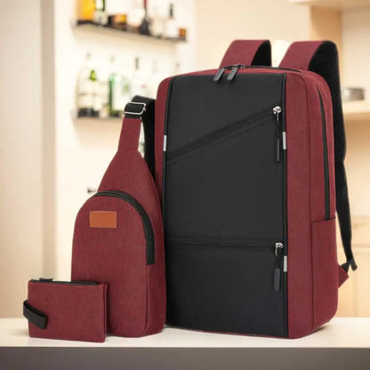 3Pcs Casual Bag Set Laptop Backpack 