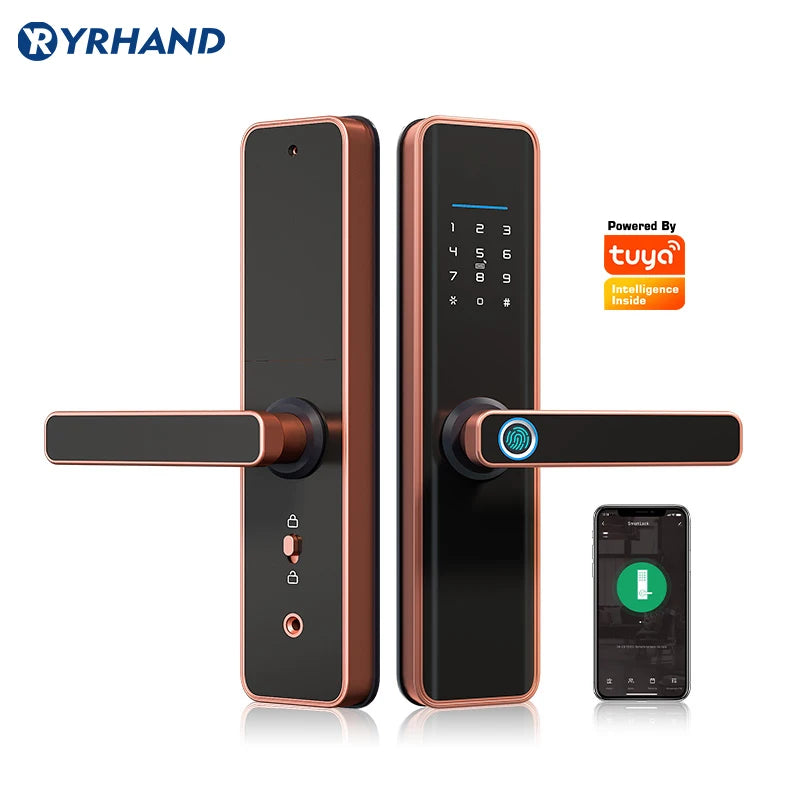 Red Bronze Fingerprint Door Lock