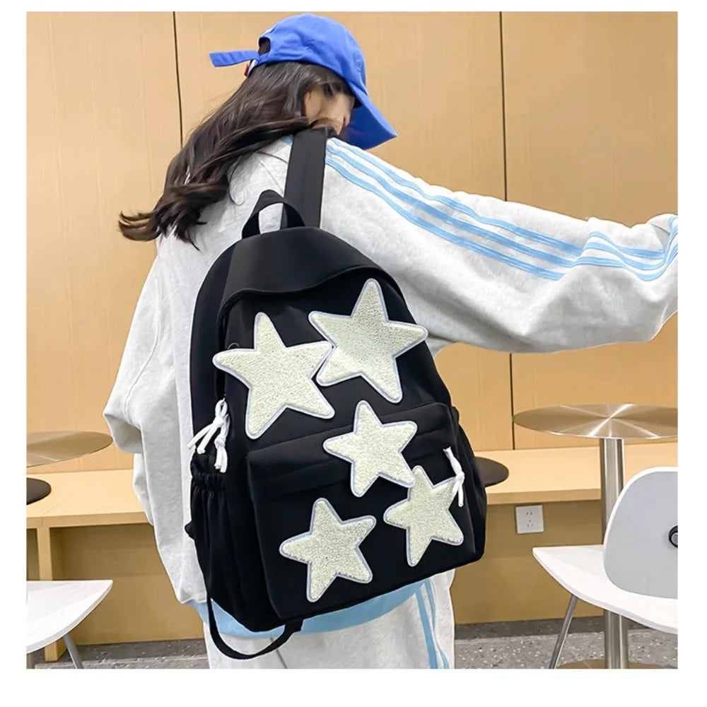 Fashion Stars Backpack Women's Waterproof Nylon Canvas Backpack