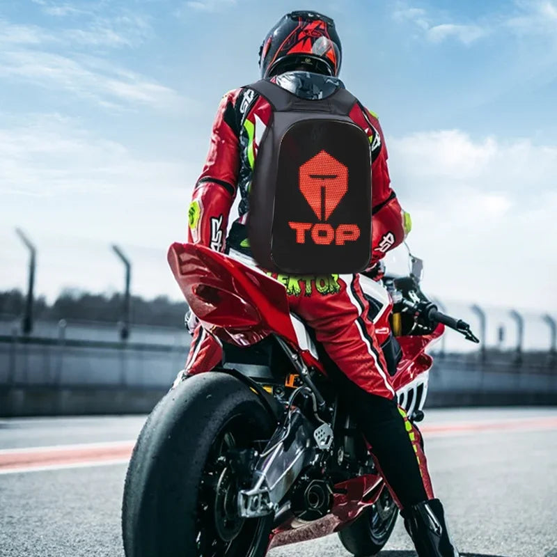 New Large Motorcycle Riding Hard Shell LED Backpack Luminous Display