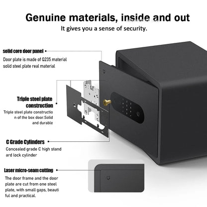 2025 Xiaomi Mijia Smart Safe Deposit Box Fingerprint Unlock Work with Mijia App 65Mn Anti-Drilling Steel Plate Vibration Warning