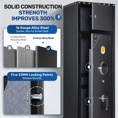 Station-SF0107 6 Gun Cabinet Rifles Gun Safe 4 Way Quick Access Gun BoxAdvanced Biometric Technology Built-in Storage Locker