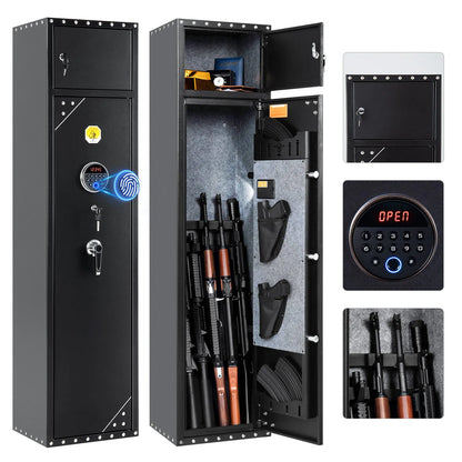 Station-SF0107 6 Gun Cabinet Rifles Gun Safe 4 Way Quick Access Gun BoxAdvanced Biometric Technology Built-in Storage Locker