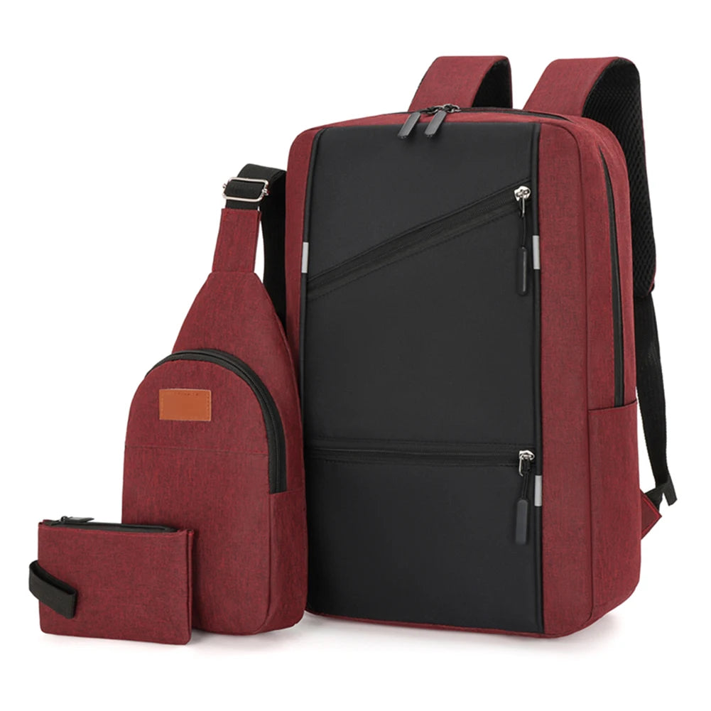 3Pcs Casual Bag Set Laptop Backpack 