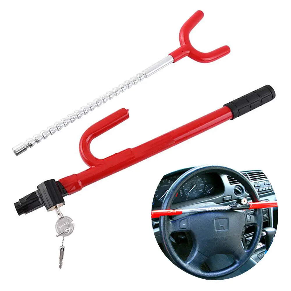 Vehicle Steering Wheel Lock Car Anti Theft Security Lock with Adjustable Length Fit for Cars Trucks Vans and SUVs with Keys