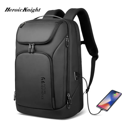 Heroic Knight Business Backpack Waterproof Man 17.3" Laptop Bag Multifunctional High Capacity Work Travel Backpack with USB Port