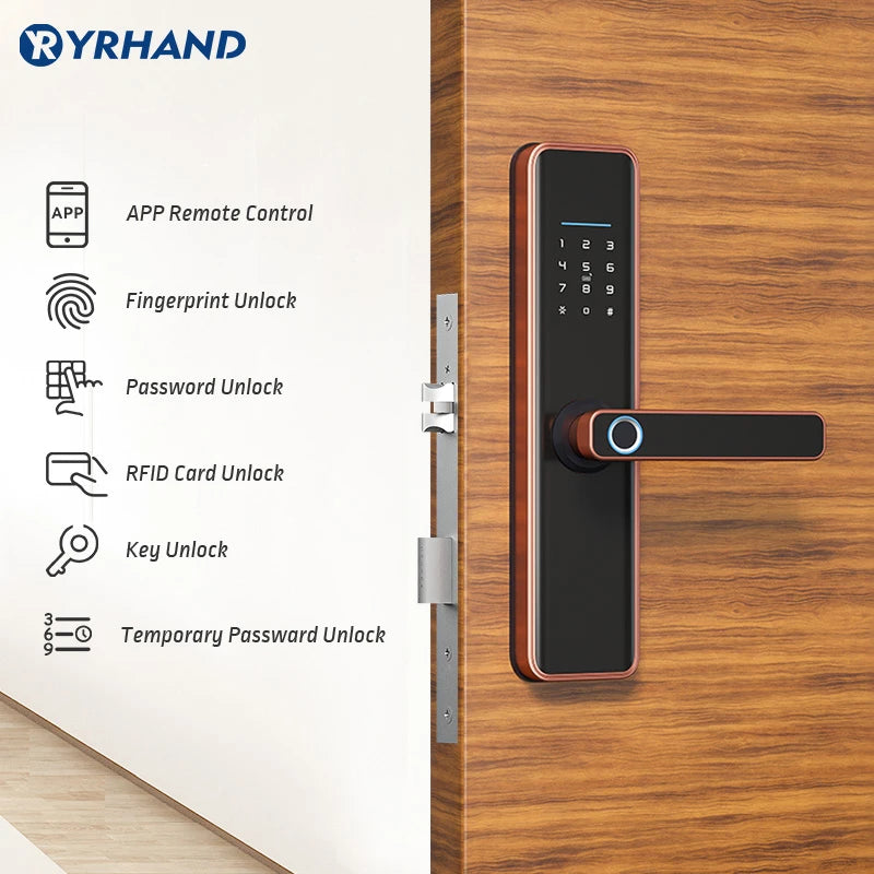 Red Bronze Fingerprint Door Lock