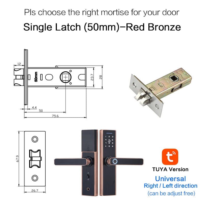 Red Bronze Fingerprint Door Lock