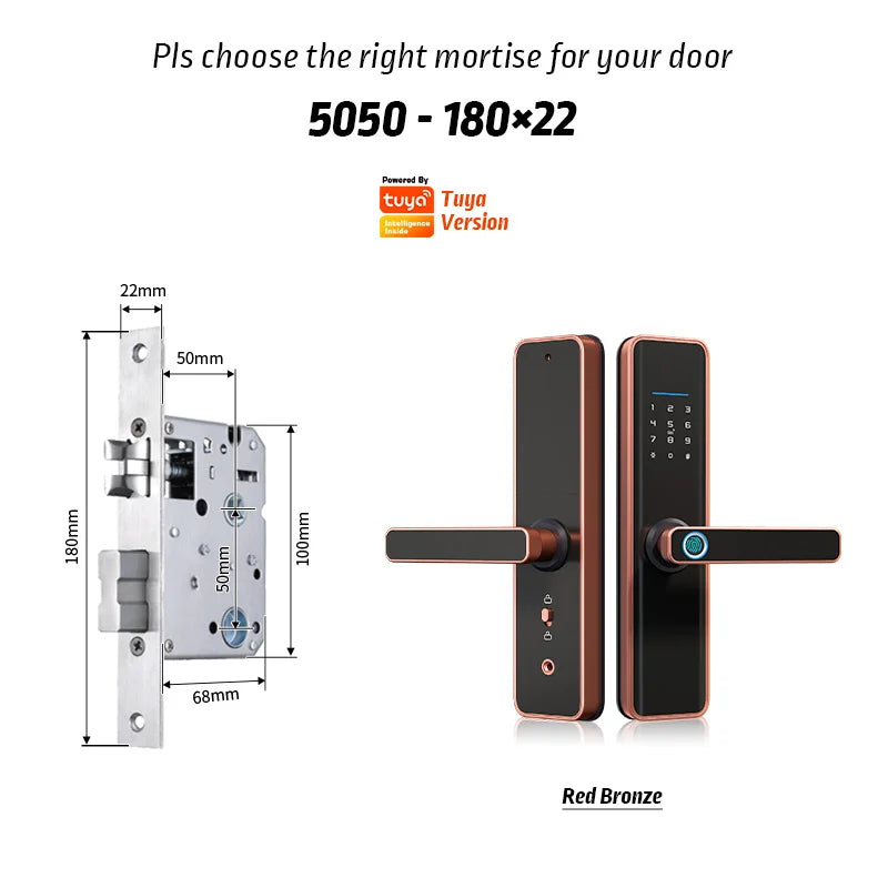 Red Bronze Fingerprint Door Lock