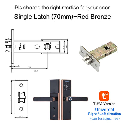 Red Bronze Fingerprint Door Lock