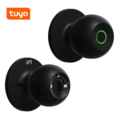 Tuya Biometric Fingerprint Door Lock Smart Door Knob Electronic Lock with Keys App Remote Unlock Keyless Entry Door Knobs Lock