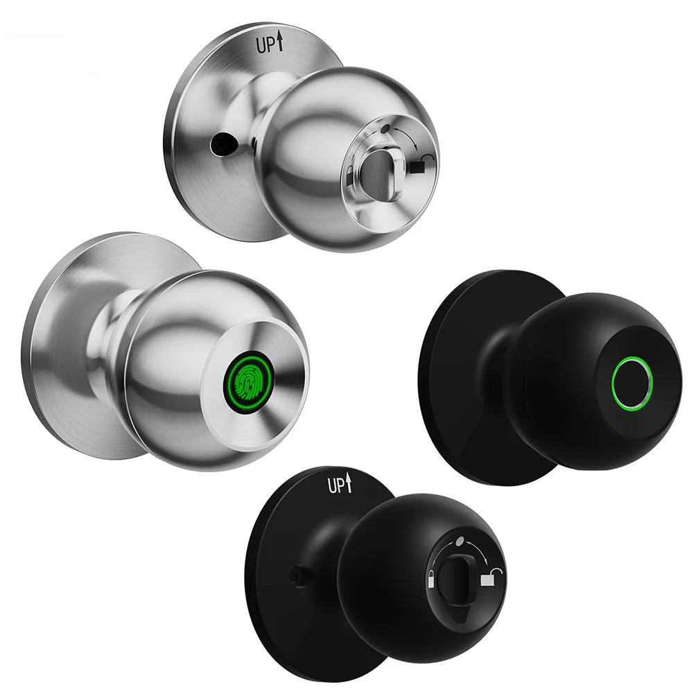 Tuya Biometric Fingerprint Door Lock Smart Door Knob Electronic Lock with Keys App Remote Unlock Keyless Entry Door Knobs Lock